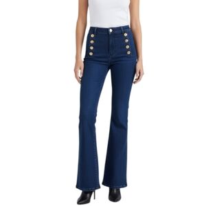 Derek Lam 10 Crosby Robertson Flare Jeans Size 32 Sailor Gold Button French Girl